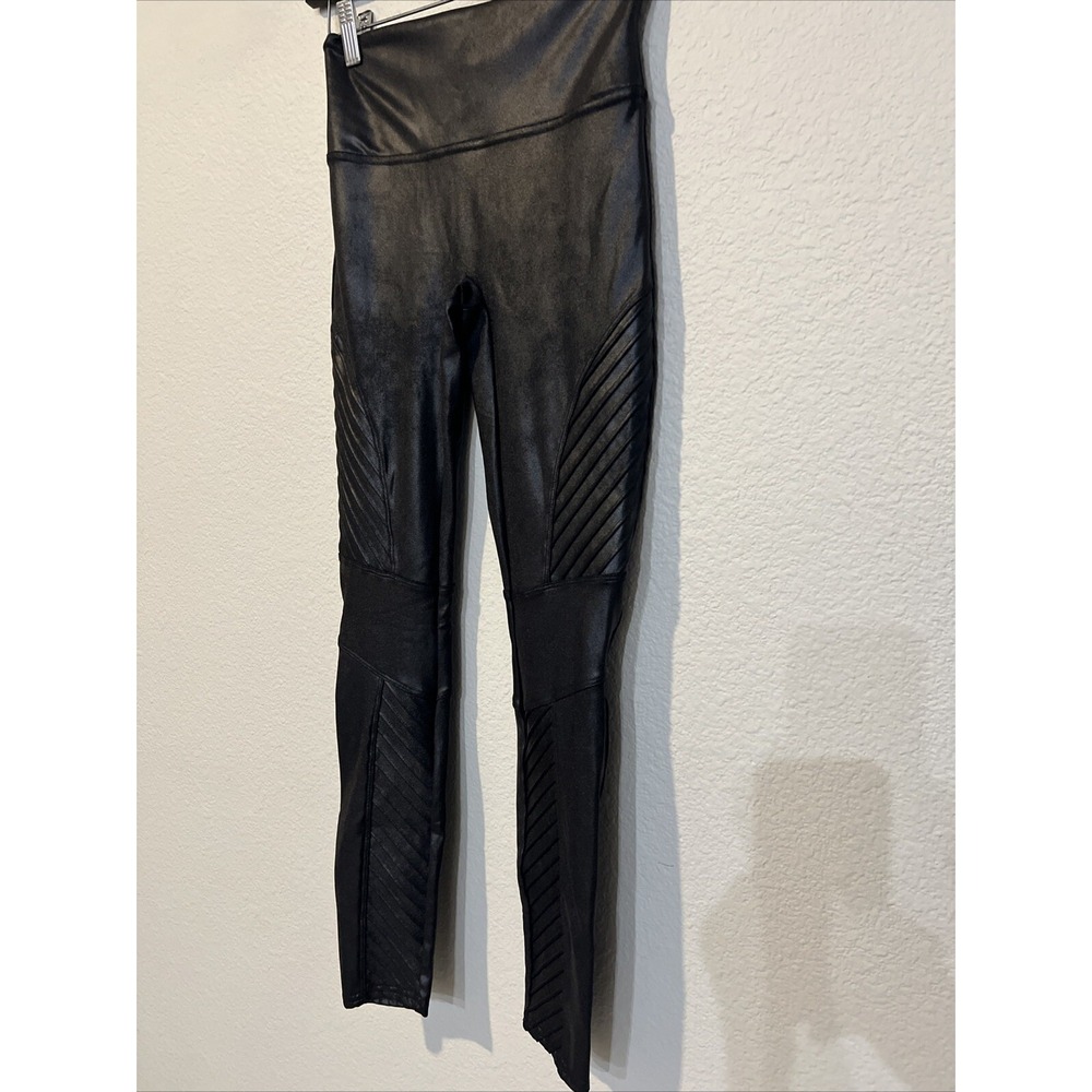 Spanx Women's Leggings BLACK Leather Looking SMALL 25" Inseam